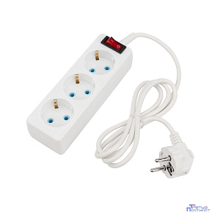 PROconnect (11-7205) Удлинитель 3 гнезда, 1,5м, 3х0,75мм?, с/з, с кнопкой, белый