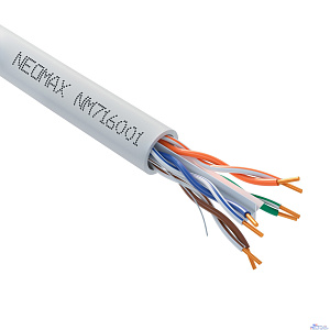 Кабель NEOMAX [NM716001-100M-PT] U/UTP cat.6 4x2x0.57, 23 AWG, Медь, внутренний, PVC, 100м, серый;  Fluke Tested