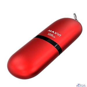 Maxvi USB Drive 128GB SF red, монолит с колпачком, soft touch, USB 2.0