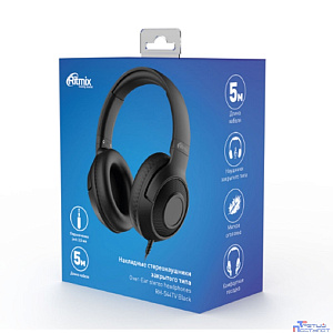 RITMIX RH-544TV Black {Наушники. 40 мм, 20-20000 Гц, 32 Ом, 99 дБ ± 3 дБ, 5 м, пластик}