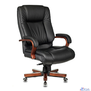 Кресло руководителя Бюрократ T-9925WALNUT/BLACK черный кожа крестовина дерево (1215691)