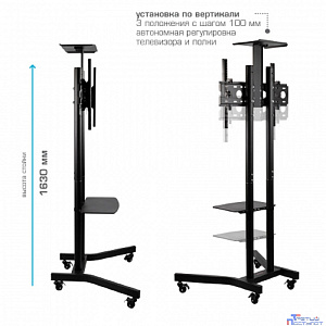 Arm media PT-STAND-9 black {LED/LCD телевизоров 32"-65", max 45 кг, наполная, высота 1630 мм, наклон ±15°, max VESA 600x400 мм}