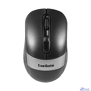 Exegate EX298895RUS Беспроводная мышь ExeGate Professional Standard FG-10 Grey (радиоканал 2,4 ГГц, USB, оптическая, 1200dpi, 4D, 4 кнопки и колесо прокрутки, черная, серая вставка, RTL)