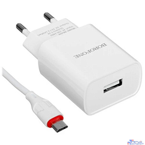 BOROFONE BA20A/ Сетевое ЗУ + Кабель Micro 1m/ 1 USB/ Выход: 10.5W/ White