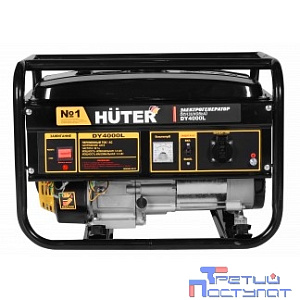 Huter DY4000L 64/1/21 Электрогенератор {четырехтактный, 3000Вт, 220В/50Гц, 78Дб, принудительное охлаждение, бак 15 л, расход бензина 395 г/кВтч, расход масла 6,8, габариты 610х430х460, вес 42 кг}