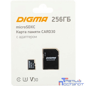 Micro SecureDigital 256GB Digma CARD30 + adapter (1845101) Class10