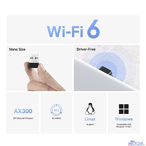 Mercusys MA14N Сверхкомпактный USB-адаптер Wi-Fi AX300