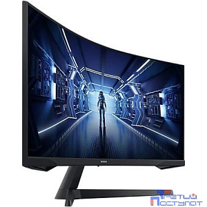 LCD Samsung 34" C34G55TWWI черный {VA 3440x1440 165Hz 1ms 8bit 21:9 250cd 2500:1 178/178 HDMI2.0 DisplayPort1.4 FreeSync(Prem)}