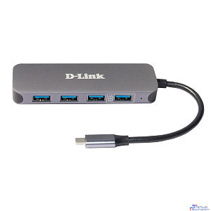 D-Link DUB-2340/A1A Концентратор с 4 портами USB 3.0 (1 порт с поддержкой режима быстрой зарядки), 1 портом USB Type-C/PD 3.0 и разъемом USB Type-C