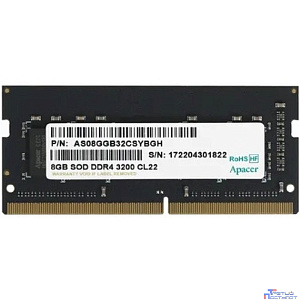 Apacer DDR4 8GB 3200MHz SO-DIMM (PC4-25600) CL22 1.2V (Retail) 1024*8  3 years (AS08GGB32CSYBGH/ES.08G21.GSH)