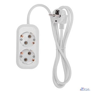 PROconnect (13-4202) Удлинитель 2 гнезда, 1,5м, 3х0,75мм?, с/з, белый