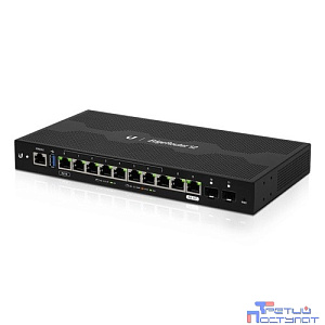 UBIQUITI ER-12-EU EdgeRouter 12 Маршрутизатор 4 ядра (1 ГГц), 10х 1G RJ45, 2х SFP, раздача PoE