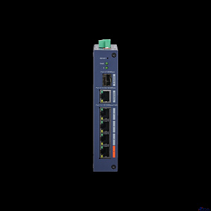 DAHUA DH-CHS4106-4ET-60 4-портовый PoE коммутатор управляемый 4 RJ45 10/100Мбит/с (PoE/PoE+/Hi-PoE), 1 RJ45 10/100/1000Мбит/с (uplink), 1 SFP 1000Мбит/с (uplink); IP30, IK06; монтаж на DIN-рейку
