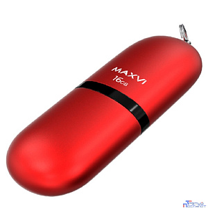 Maxvi USB Drive 16GB SF red, монолит с колпачком, soft touch, USB 2.0