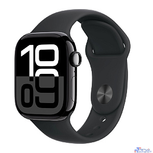 Apple Watch Series 10 42mm Jet Black Aluminium Case with Black Sport Band - S/M (MWWE3LW/A)