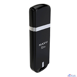 Maxvi USB Drive 32GB P3 black, монолит с колпачком, ABS пластик, USB 2.0