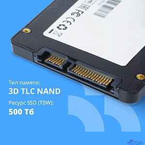 CBR SSD-001TB-2.5-LT22, Внутренний SSD-накопитель, серия "Lite", 1TB, 1024 GB, 2.5", SATA III 6 Gbit/s, SM2259XT, 3D TLC NAND, R/W speed up to 550/520 MB/s, TBW (TB) 500