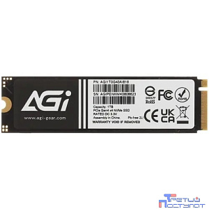 Накопитель SSD AGi PCIe 4.0 x4 1TB AGI1T0G43AI818 M.2 2280