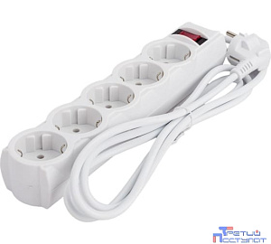 CBR Сетевой фильтр CSF 2505-1.8 White PC, 5 евророзеток, длина кабеля 1,8 метра, цвет белый (пакет)