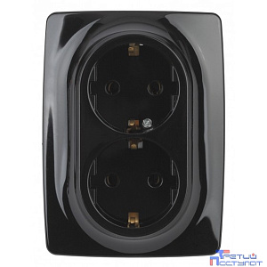 Эра Б0031233 12-2106-06 Розетка 2X2P+E Schuko, 16АХ-250В, Эра12, чёрный