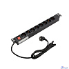 PROconnect (04-0309) Блок розеток 19", 1U, 10А, 8 розеток, корпус алюминий, со шнуром питания