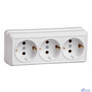 Iek ERO31-K01-16-DC РС23-3-ОБ Розетка 3местн. с з/к 16А откр.уст. ОКТАВА (белый)