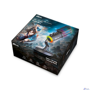 RITMIX RDM-178 USB Gaming Black {подк Type-C - USB A / Type-C, Jack 3,5 мм на наушники, подсветка, шумоподавление; размеры микрофона: 5 * 15* 5 см}