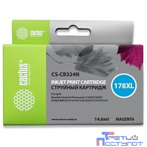 Картридж струйный Cactus CS-CB324N(CS-CB324) №178XL пурпурный (10мл) для HP PS B8553/C5383/C6383