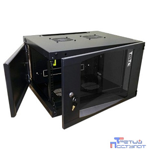 Шкаф настенный LANMASTER Next, 9U 550x450, стеклянная дверь, черный (9TWT-CBWNG-9U-6x4-BK)