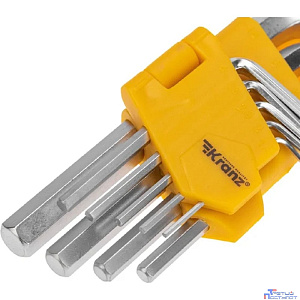 Kranz (KR-12-5215) Набор ключей имбусовых HEX 1,5-10 мм, CrV, 9 шт.