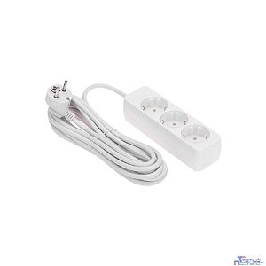 PROconnect (13-4210) Удлинитель 3 гнезда, 5м, 3х0,75мм?, с/з, белый