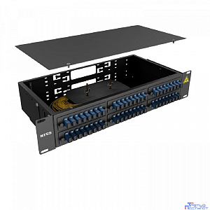 NTSS Кросс 19" NTSS PREMIUM, предсобранный 2U, 48 портов SC/UPC, 9/125 мкм, (сплайс, пигтейлы, кдзс, планки, адаптеры), черный, RAL9005 NTSS-RFOB-PM-2U-48-SC/U-9-SP1.5G1A-BL