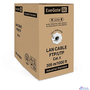 Exegate EX186134RUS Кабель UTP 4 пары кат.6 Exegate CCA, 23AWG, 305м pullbox, серый