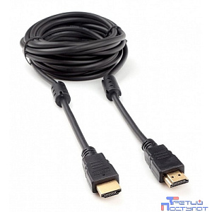 Кабель HDMI Cablexpert 19M/19M, v2.0, медь, позол.контакты, экран, 2 фер.кольца, 4,5м, черный, пакет (CCF2-HDMI4-15)