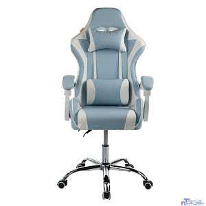 Кресло игровое Filum FL-CH-G-010 крестовина из металла/хром, спинка/сиденье экокожа, газлифт 100мм, колеса пластик с белой окантовкой, подушка для шеи (1113083)