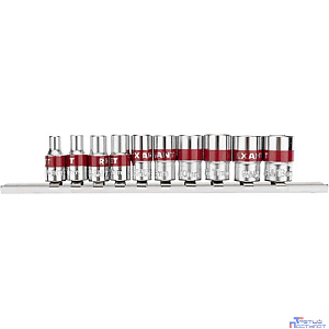 Rexant (12-8316) Набор торцевых головок 1/4, шестигранные, CrV, 10 шт., 4-13мм