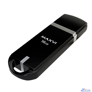 Maxvi USB Drive 16GB P3 black, монолит с колпачком, ABS пластик, USB 2.0