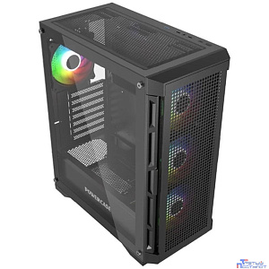 Powercase Ultimate Black, Tempered Glass, 4x 120mm ARGB fans, ARGB HUB, чёрный, ATX  (CUB-A4)