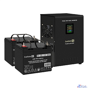 Exegate EX296610RUS Комплект ИБП EX296002RUS + батарея 33Ач EX282974RUS 2шт (инвертор, синус, для котла, настенный) FineSine SX-2500.LCD.AVR.2SH <2500VA/1800W, чистая синусоида, цветной LCD-дисплей, A