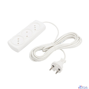 PROconnect (11-7214) Удлинитель STANDARD 3 гнезда, 5м, 2х0,75мм?, б/з, белый