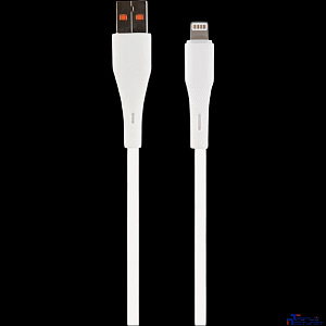 PERFEO Кабель USB A вилка - Lightning вилка, 2.4A, белый, силикон, длина 1 м., ELASTIC (I4338)