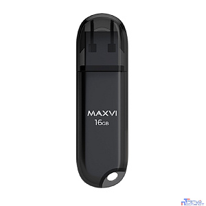 Maxvi USB Drive 16GB P1 black, монолит с колпачком, ABS пластик, USB 2.0