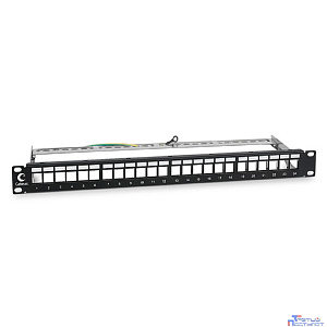 Cabeus PLB-24-SH Модульная патч-панель 19", 24 порта, 1U, для экранированных модулей, с задним кабельным организатором (без модулей)