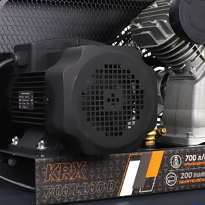 Компрессор PATRIOT KRX 700 L200 D [545302345] { поршневой, ременной, масляный, 700 л/мин, 200 л, 10 бар, 4 кВт, 400 В }