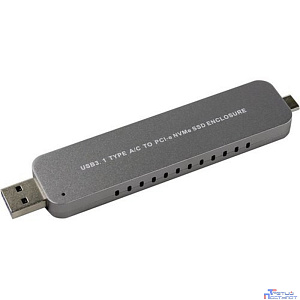 ORIENT 3552U3, USB 3.1 Gen2 контейнер для SSD M.2 NVMe 2242/2260/2280 M-key, PCIe Gen3x2 (JMS583),10 GB/s, поддержка UAPS,TRIM, разъем USB3.1 Type-A + Type-C, корпус в виде флешки, черный (30902)