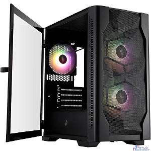 1STPLAYER Корпус DK D4-M ARGB Black / mATX / 2x140mm & 1x120mm ARGB fans / D4-M-BK-2F7-14-1F7