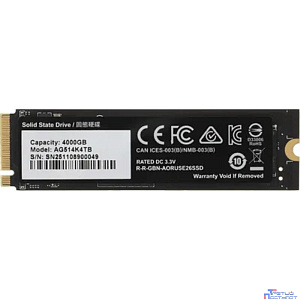 Твердотельный накопитель SSD Gigabyte 4TB M.2 2280 AORUS Gen5 14000 AG514K4TB PCI-Express 5.0x4, NVMe 2.0, 3D TLC NAND, Phison PS5026-E26