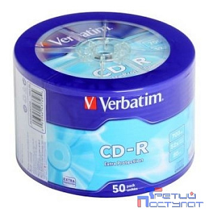 Verbatim  Диски CD-R  50 шт. Printable InkJet, 52-x 700Mb, Cake Box [43309/43438]