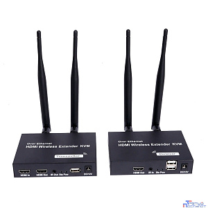 ORIENT VE054, WiFi HDMI KVM Extender (Tx+Rx), HDMI+USB беспроводной удлинитель до 200 м, HDMI 1.3, 1080p@60Hz, HDCP1.2, передача ИК сигнала управления , питание от внешних БП, метал. корпус  (31372)