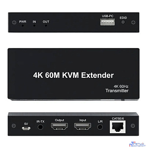 ORIENT VE070, HDMI 2.0 KVM extender (Tx+Rx), HDMI+USB+Audio удлинитель до 60 м по витой паре Cat6, HDMI 2.0, 4K@60Hz, HDCP, дополнительный выход HDMI, передача ИК сигнала управления (33336)